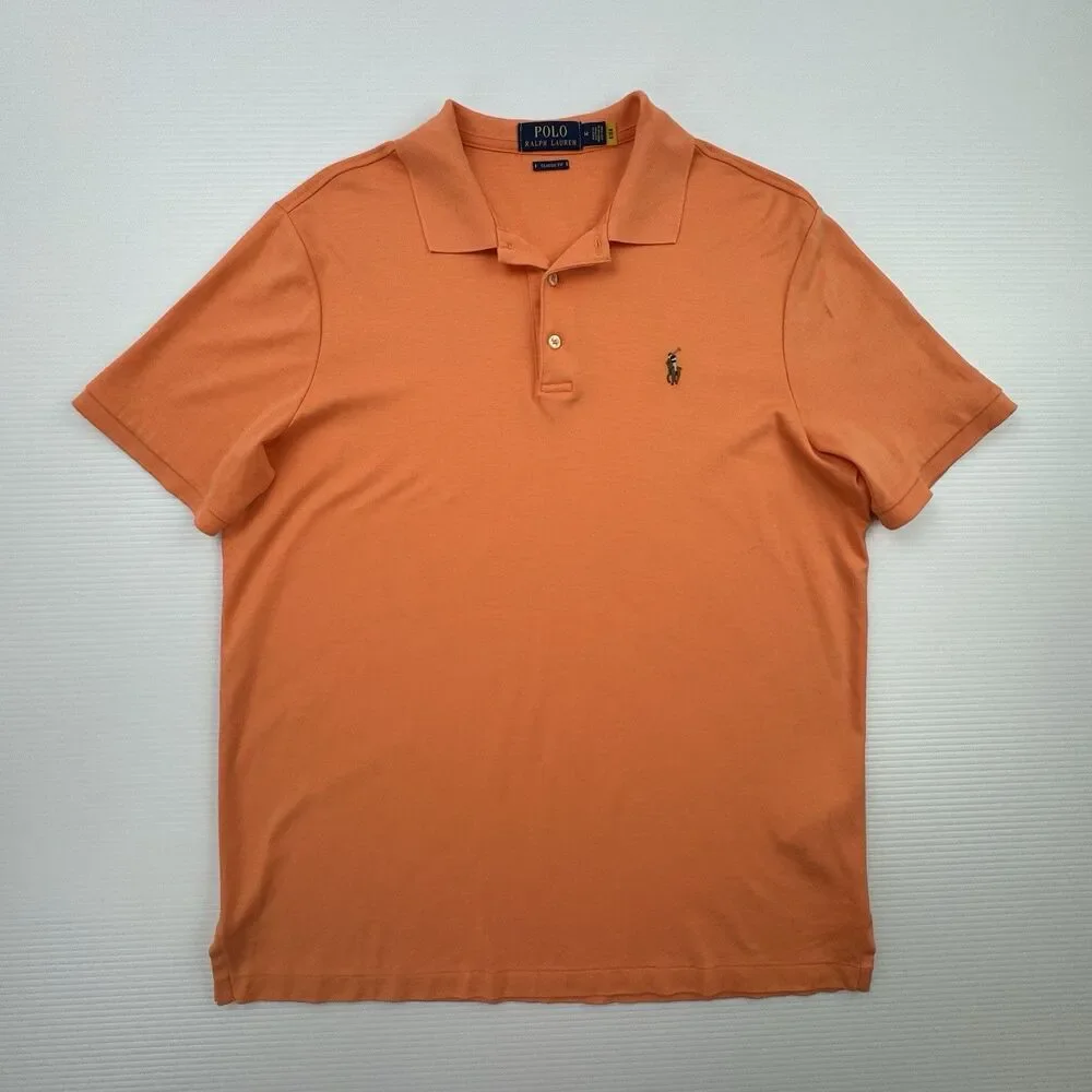 Polo Ralph Lauren Classic Fit Polo Shirt Mens M Orange Pony Logo Cotton Golf